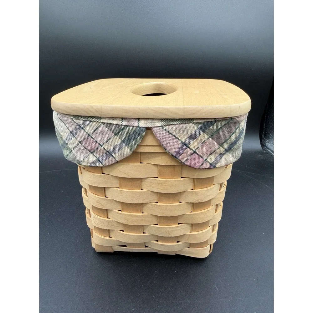 🧺✨ Longaberger 2001 Tall Tissue Basket – Made By Me – w/ Lid & Liner ✨🧺